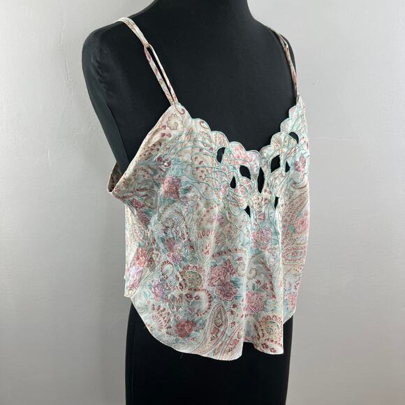 VINTAGE Victoria's Secret Satin Soft Pastel Floral 2-Piece Lingerie Pajama Set M - Picture 3 of 9